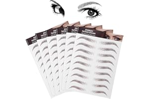 Molain 4D Haarähnliche Augenbrauen-Tattoo-Aufkleber 6 Blätter wasserdicht langlebig Augenbrauen-Transfer-Aufkleber abziehbarer Augenbrauen-Aufkleber die Augenbrauenpflege Formung 54 Paar (Braun)