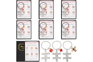 KEYIDO 6 Sets Thank You Teacher Gifts for Women Men Nursery Teacher Christmas Gifts with Thank You Card, Christmas Gifts Teacher Keyring for Primary School Nursery Teacher with Box