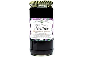 THE RAW HONEY SHOP RAW NATURAL HIVE PRODUCTS Antonio's Raw Certified Organic Heather Honey |Antibacterial Mountain Honey |Unpasteurised |Single Origin |The Raw Honey Shop |(970g)