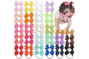JOYOYO 50 Pcs Baby Bow Bobbles Baby Hair Bands Baby Hair Ties Baby Girls Hair Bows 2 Inch Ribbon Bows, Elastic Little Girls Hair Bobbles Small Hair Bands for Babies, Toddlers