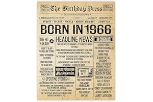 Stuff4 60th Birthday Poster Unframed - Born In 1966 Vintage Newspaper - Happy 60th Birthday Gifts for Women Men Retro Back In 1966, 8x10 Inch Decor Decoration Bday Party