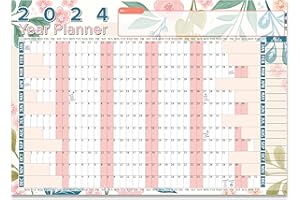 HIPPO COLOURS 2024 Wall Planner Wall Calendar Size (42.0 x29.7cm) Planner Large Jan To Dec Full Year Planning Student Family Home School Office Work Study Chart Annual Poster
