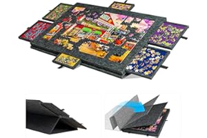 GOURDBRO Porta Puzzle 1000 Pezzi con 6 Vassoi di Ordinamento - Tavolo per Puzzle in Feltro Leggero e Portatile per Adulti - Supporto Salvaspazio per Puzzle con Superficie Antiscivolo - Puzzle Board
