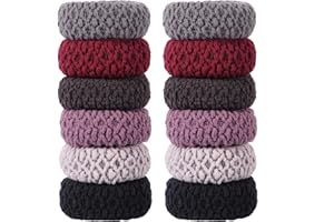 XREE 12 sztuk grubych gumek do włosów, bawełna, bezszwowe opaski do włosów, grube gumki do włosów, elastyczna gumka do włosów, Scrunchies, dla kobiet (kolorowe)
