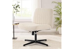Bosmiller Bürostuhl Ohne Armlehnen Höhenverstellbar Schreibtischstuhl Armless Office Chair Schminktisch Stuhl 150KG Extra großes Kissen Stoff，Beige