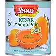 SWAD Kesar Mango Pulp | No Added Preservatives & Sugars | Export Grade Kesar Aamras | Natural Kesar Mango Pulp without added Sugars | Sugar Free Aamras for Guilt Free Sweet Trip | Tin Pack of 2 (850g)
