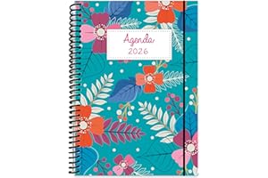 EDIDÁCTICA Agenda 2026 1 DIA POR PAGINA Diseño Floral Diario Formato A5 Con Espiral Tapas Plásticas Papel Premium 320 Páginas Planificador Personal Colorido Ideal Oficina Estudiantes Mujeres Organizadas