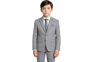 SIRRI Boys' 7-Piece Self-Patterned Suit Set – Slim Fit Wedding Special Occasion Outfit
