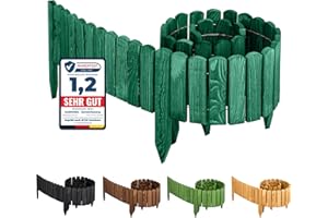 Garronda clôture de Jardin en Bois Bordure Jardin Cloture Jardin Exterieur Barrières de Jardin de Bois Palissade Bordurette de Jardin Longueur: 200 cm GD-0046 (Vert émeraude, Hauteur: 20 cm)