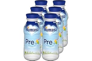‎HUMANA Humana Anfangsmilch Pre trinkfertig, von Geburt an, trinkfertige Säuglingsmilch, zusätzlich zur Muttermilch oder als alleinige Pre Nahrung, Babynahrung mit DHA und nur Laktose, 6 x 470 ml