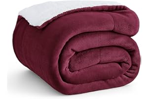 Bedsure Sherpa Blanket Czerwone wysokiej jakości koce, przytulne koce, bardzo gruby ciepły koc na sofę / koc kanapowy w dwustronnym, super puszysty koc polarowy 150x200 cm jako narzuta na sofę lub koc do salonu