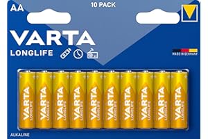 ‎VARTA VARTA Longlife AA Mignon LR06 baterie alkaliczne (10 sztuk) – Made in Germany – idealne do pilotów, radia, budzików i zegarów