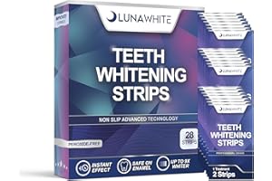 LUNAWHITE Teeth Whitening Strips 14 Treatments - Peroxide Free - Non Sensitive Teeth Whitening -Natural Ingredients - Pack of 28 Strips