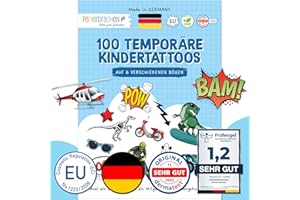 PAPIERDRACHEN 100 tatuajes para pegar - tatuajes infantiles para niños adolescentes - diseños para niños - como regalo de cumpleaños o idea de regalo - Vegano