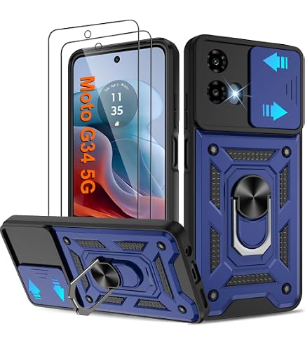 Schutzhülle Für Motorola Moto E13 Mit 3 Panzerfolien – 360° Ringständer, Kameraschieber, Stoßfest