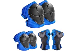 Zorplex Protezione Kit per Bambini, Sicurezza Set Bambino, 6 in 1 Ginocchiere, Gomitiere, Tutore Polso Protezioni Set, Regolabile Attrezzatura Protettiva per Skateboard, Scooter e Rollerblade