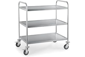 BOOTH 3 Tier Stainless Steel Serving/Clearing/Catering Trolley / 86CM x 54CM x 94CM