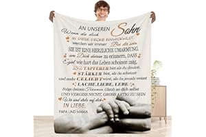 PJLJC Personalisierte Kuscheldecke Geschenk An unseren Sohn von Eltern, Mama und Papa zu Positive Ermutigung und Liebe Sohn Flauschige Geschenk, Geschenk für Sohn Geburtstags Weihnachten