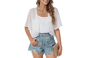 florynova Womens Cardigans Sheer Shrug Tops Summer Open Front Chiffon Short Sleeve Bolero Dressy Blouse