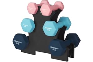SONGMICS Weight Lifting Dumbbell Kit with Storage Stand, for Fitness, Vinyl Coated