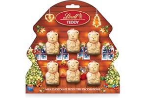 Lindt Teddy Gold Milk Chocolate Christmas Tree Decorations – 60g (6 Teddies) – 2025 Stocking Filler Gift for Him, Her, Adults & Kids