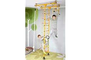 NIRO SPORTGERÄTE NiroSport FitTop M1 Espalier Suédois de Gymnastique pour les Enfants, Sécurité Certifiée, Installation Facile, Charge maximale jusqu'à 130 kg, Made in Germany (Jaune, Hauteur de Plafond 2,4-2,9 m)