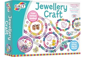 Galt Jewellery Craft Kit - Creative Cases Childrens Bracelet and Necklace Making Kit - Arts and Crafts for Kids with Hair Clips, Rings, Clip-On Earrings, Colourful Gems and Guide - Ages 5 Years Plus