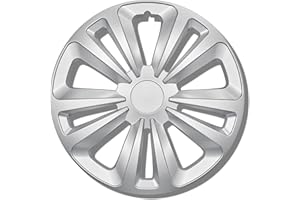 KUGLO Enjoliveurs Argenté 14 Pouces - Jeu de 4 enjoliveurs 13 Pouces à enjoliveurs 16 Pouces - T-Rar enjoliveurs pour la Plupart des Marques Automobiles et Jantes en Acier - Enjoliveurs en Noir ou argenté