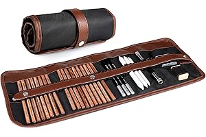 Yordawn Drawing Pencils Set Sketching Pencils Sketch Kit Art Supplies with Graphite Charcoal Pencils Erasers Pencil Extender Blending Stumps in Roll up Case for Artists Kids Adults Beginners 29 Pack