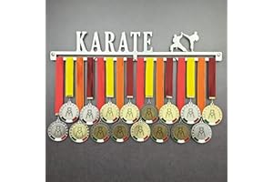 MEDALdisplay Karate - Medagliere da Parete - Porta medaglie Arti Marziali, Karategi - Sport Medal Hanger - Display Rack - Acciaio Inox 100% Made in Italy by