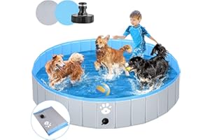 Pmgud Piscina Portatile per Cani Ø 160cm per cani bambini piscina per bambini o altri animali Spessore rinforzato 5mm portatile e pieghevole - grigio
