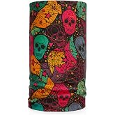 &Ccedil;ok Renkli Kafatası Desenli Bandana, Geometrik Yıldız Baskılı, &Ccedil;ok Ama&ccedil;lı Boyun Atkısı