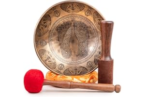 Grand bol chantant tibétain – 21,6 cm de qualité maîtresse pour le bain sonore, chakra 7 en métal, méditation, yoga Himalayan Bazaar