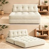 Xbro 2 Seater Folding Sofa Bed, Convertible Sofa into Bed Without Assembly, for Guests and Small Spaces, Corduroy Fabric with