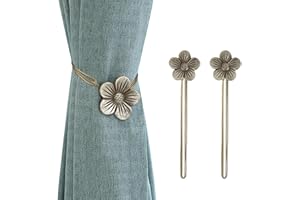 Lewondr Magnética Cortina Hebilla, Abrazaderas Imán de Flores de Resina para Cortinas sin Perforaciones, Hebilla Cortina con Banda de La Ventimia Decorativa Accesorios para Hogar Cafetería - Marrón