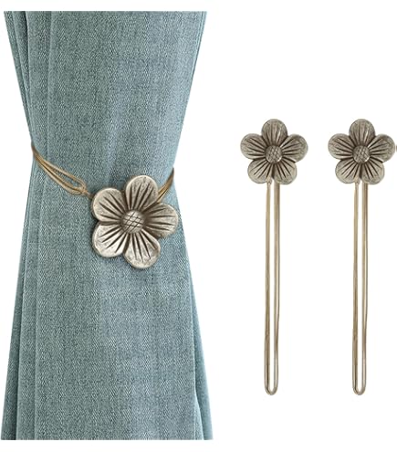 GIRASOLE HOME Lot De 2 Embrasses Magnétiques En Bois En Forme De Papillon Style Shabby Chic Avec Cordon En Organza Pour Rideaux Légers Et Rideaux