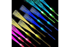 Yeefunjoy 12PCS bastoncini luminosi, Bacchetta in Fibra Ottica a LED, Bacchetta Magica con Luci LED, Bastoncini Luminosi 3 modalità lampeggianti colorati, per bambini Natale Feste Compleanni Matrimoni