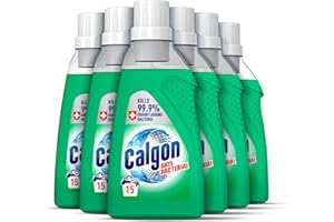 Calgon Antibacterial Washing Machine Cleaner & Water Softener Gel, 750ml, Pack of 6, Kills 99.9 percent of Bacteria in Your Washing Machine, Limescale and Rust Remover, Deep Clean, 90 Washes