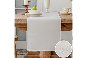 Vorysum Runner Tavolo Moderno Poliestere Impermeabile Tovaglia Runner Effetto Lino Lavabile Decorazione Tavolo da Pranzo Sala da Pranzo, Feste, Festival Matrimoni (Bianco, 40x140cm )