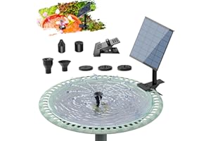 SUJFEE Fuente Solar 2,5W Baño de Pájaros Bomba Desmontable Actualizada con Clip de Fijación con 6 Efectos de Pulverización para Riego de Aves, Decoración de Jardine ﻿