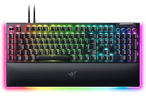 Razer BlackWidow V4 Pro (Green Switch) - Mechanical Gaming Keyboard (Clicky Mechanical Switches, Command Dial and 8 Dedicated Macro Keys, Multi-Function Roller, Wrist Rest) UK Layout | Black