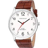 TIMEWEAR Men's Analog Number Dial Brown Leather Strap Watch