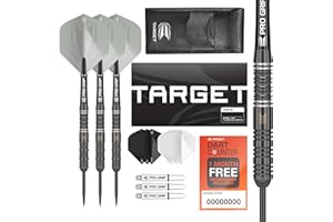 Target Darts Ares 22G/23G/24G Tungsten Steel Tip Darts Set | 6 Pro Grip Shafts | 9 Pro Ultra Flights | Dart Wallet Bundle