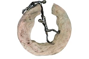 CASABLANCA MODERNES DESIGN Casablanca - dekoracyjna rzeźba figurka Teamwork - z drewna aluminium - kolor: brązowy brąz - wysokość 30 cm