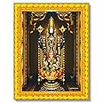 Pavan Photo Laminations Tirupati Balaji Lakshmi Venkateshwara Swamy Wall Painting Framed Home Decor (Wood,Matte,Gold,Small Size,6 x 8 Inch) R456S