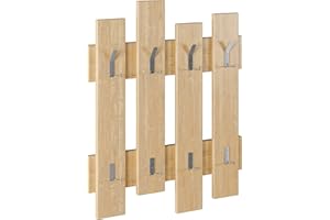HOCUSPICUS HOCUS PICUS Modern 8 Hook Wall Mounted Hallway Coat Hanger Rack - Different Colour Options - Simple But Stylish Display - 81x64cm (Oak)