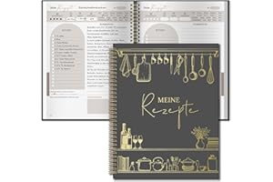 ‎BIROYAL Rezeptbuch zum Selberschreiben A4 mit 10 Achtsamkeitsübung, Spiralbindung Kochbuch Selbst Schreiben, Recipe Book für 88 Lieblingsrezepte, Kochbuch zum Selberschreiben, Rezepte Buch zum Ausfüllen