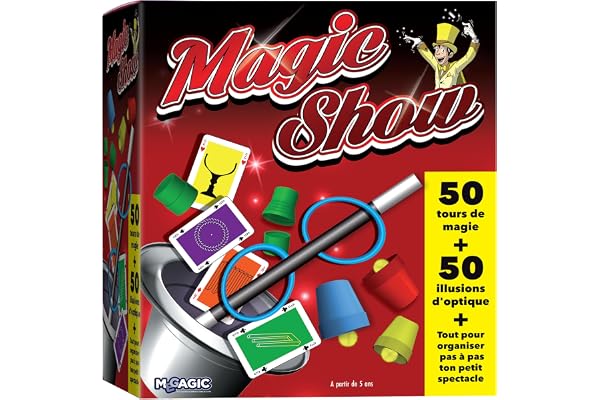 Megagic Magic Show coffret de tours de magie pour enfants dès 5 ans| Cadeau d'anniversaire pour Garçon et Fille 5-6-7-8-10-12 | Jouet pour enfant avec plus de 100 tours de magie et illusions d'optique