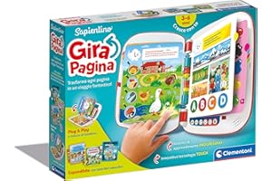 Clementoni - 16430 - Sapientino - Girapagina - Libro Elettronico Bambini, Gioco Educativo 3-6 Anni, Libro Interattivo, Elettronico Parlante, Apprendimento Acustico, Con Batterie