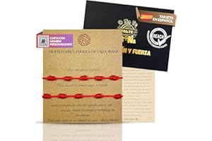 Q NO TE FALTE DE NA®️ 2 Pulseras Rojas de Protección | Pack con Tarjeta y Sobre | Hilo Rojo Ajustable para Suerte y Buena Energía | Carta Personalizable con QR | Con Certificado REACH